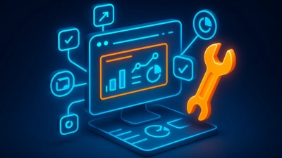 Ilustración 3D isométrica con gráfica de rendimiento y llave inglesa como símbolo de optimización publicitaria