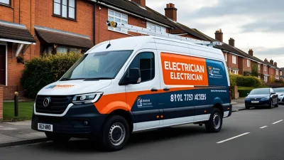 Furgoneta de electricista en zona residencial
