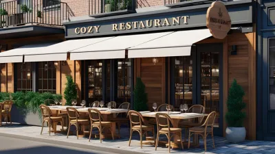 Restaurante con terraza en calle comercial